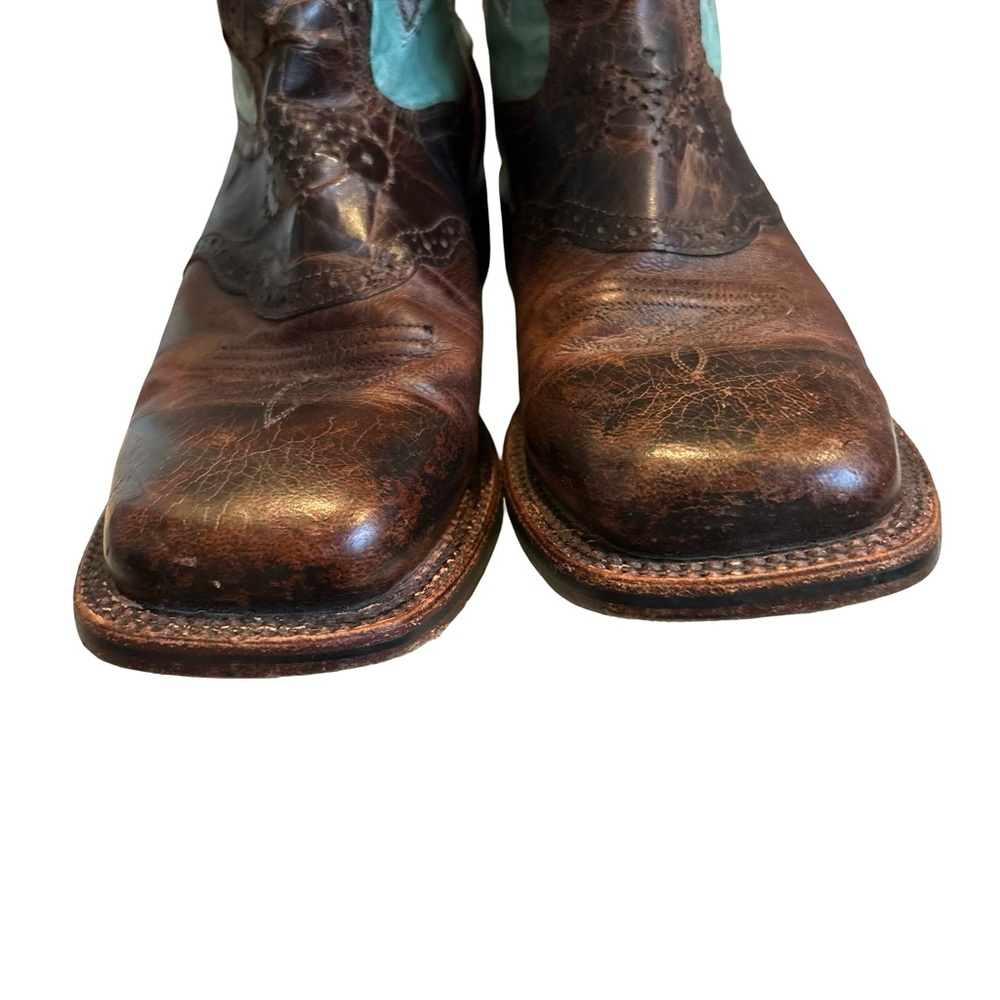 DAN POST DP2863 San Michelle Collection Stockman Boot in Turquoise/Brown Sz 7.5 - Picture 14 of 16